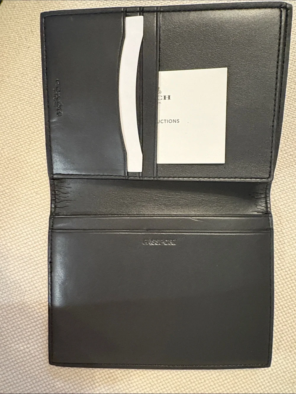 Coach Charcoal & Black Signature Passport Cover